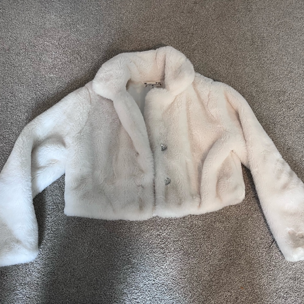 Knitworks Ivory Faux Fur Jacket for Kids- Size 10